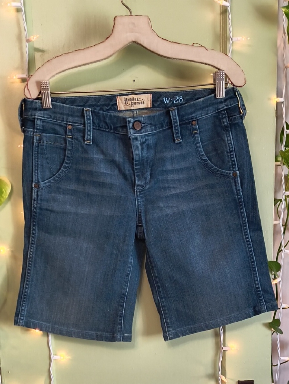 HOLDING HORSES Women's Dark Blue Denim Jean Shorts